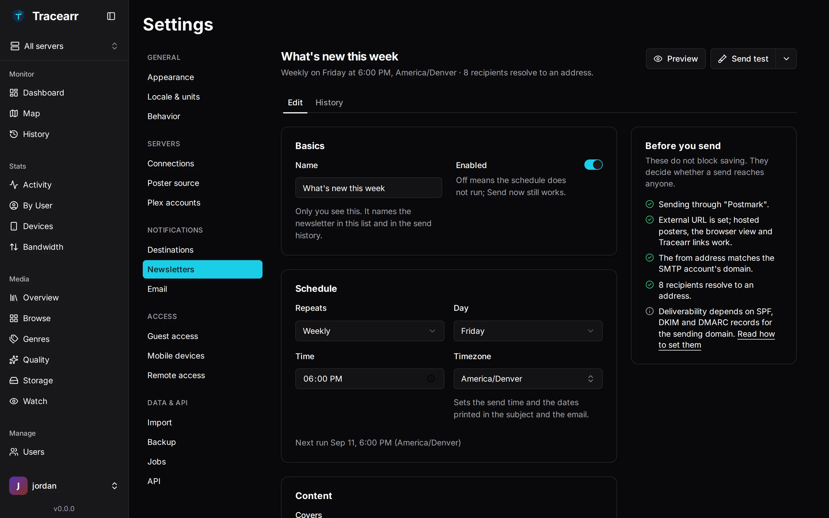 Newsletters - Tracearr feature screenshot